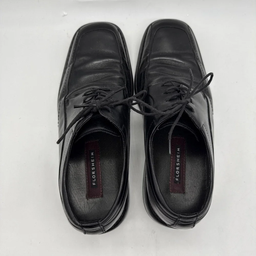 Florsheim Mens Oxford Dress Shoes Square Toe Size 9.5M Black Leather